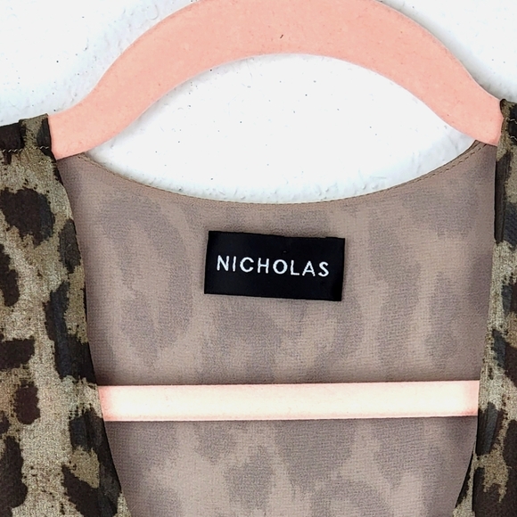 Nicholas Tea Midi Dress Leopard Print with Slit XS - Picture 7 of 8